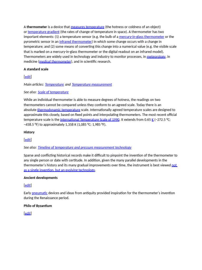 Understanding Thermometers: Types & History | PDF | Thermometer ...