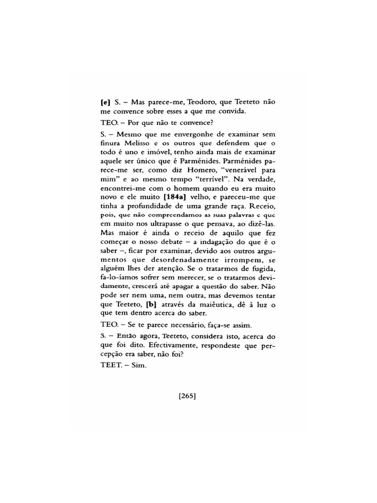 Excerto Teeteto 184a-210d | PDF