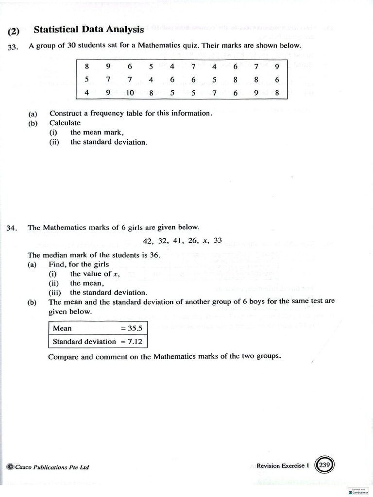 Sec 4 Stats Revision Casco | PDF