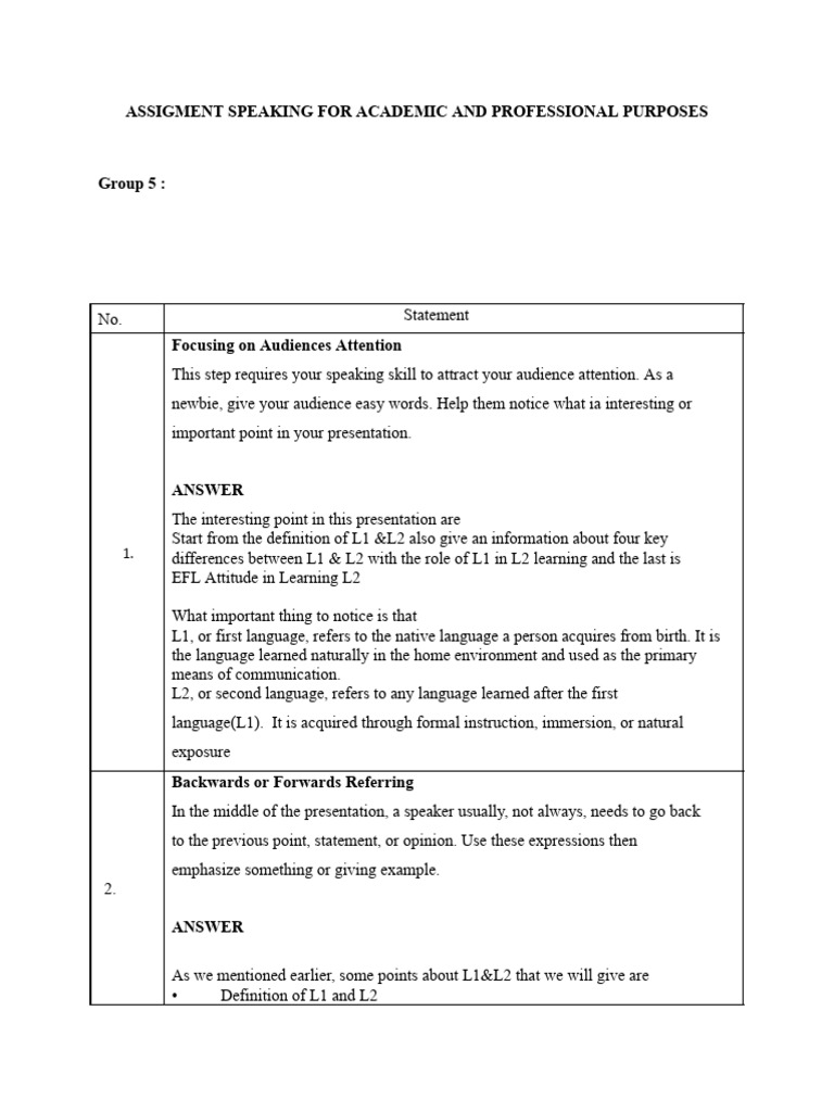 L1 vs L2: Effective Presentation Strategies | PDF | Second Language ...