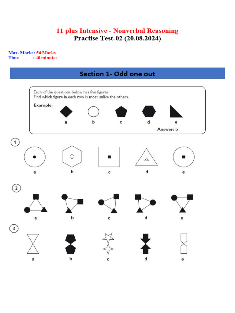 Nonverbal Reasoning Practice Test 2 | PDF