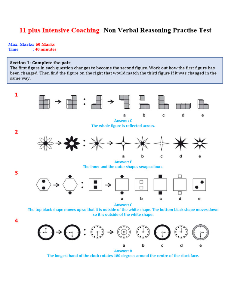 NVR Practise Test Answers-13.08.2024 | PDF | Shape | Rectangle
