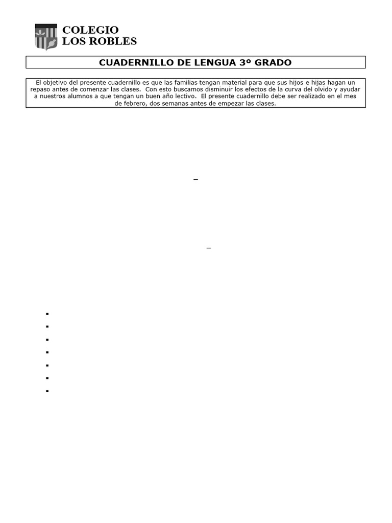 Cuadernillo de Lengua 3º Grado | PDF