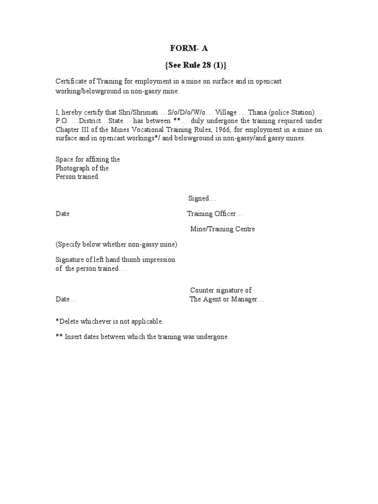 All Forms - Mines Vocational Training Rules 1966 | PDF | Apprenticeship |  Engines