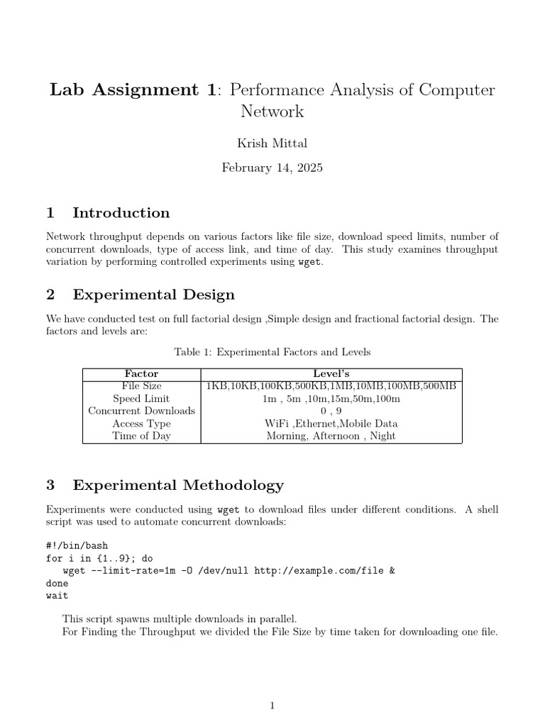 CS 549: Network Throughput Analysis | PDF | Wi Fi | Experiment