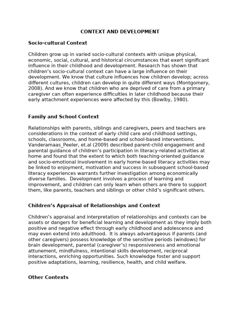 Contextual Influences on Child Development | PDF | Constructivism ...