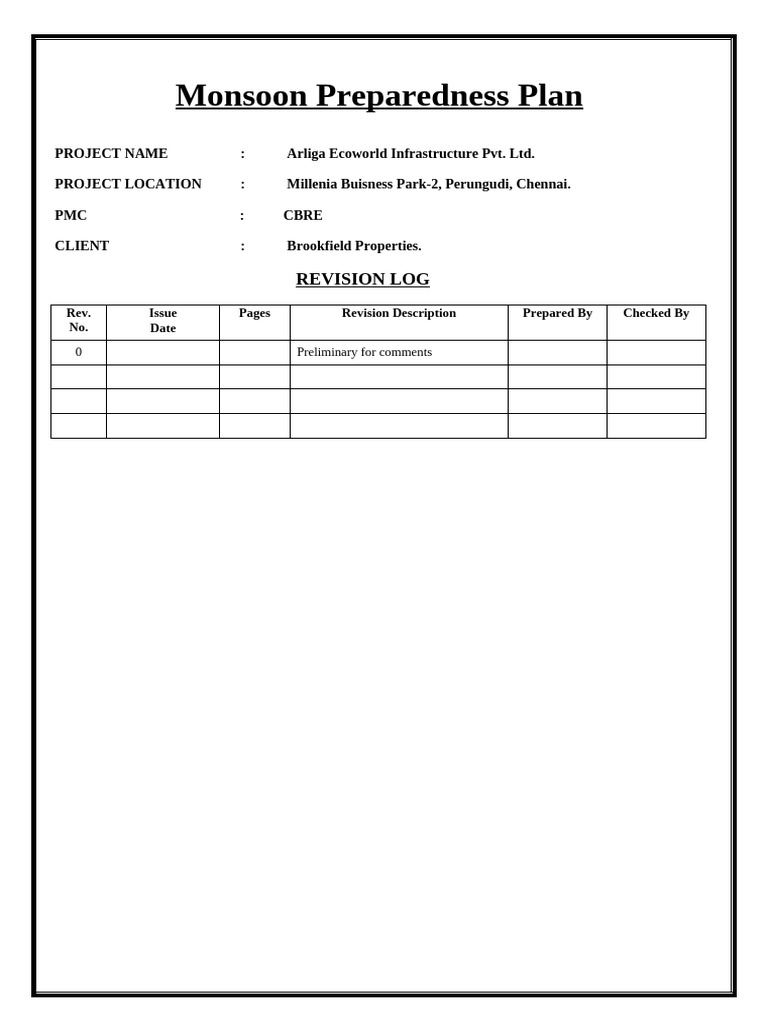 Monsoon Preparedness Plan Overview | PDF | Electricity | Manufactured Goods