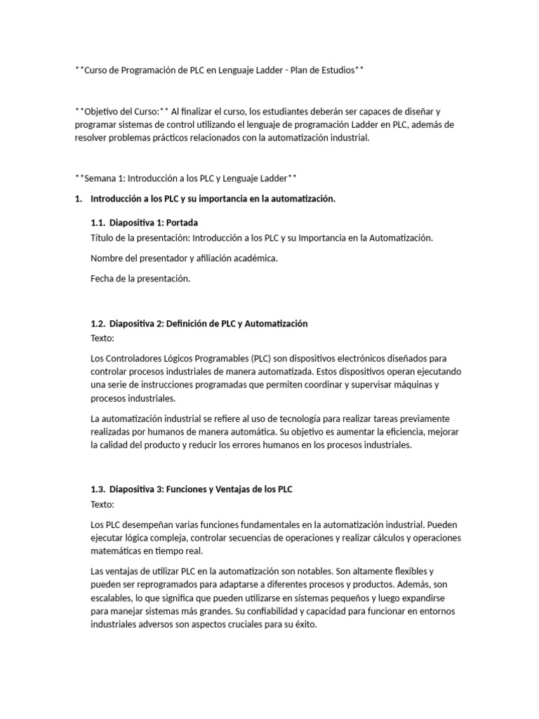 Curso de Programación en Lenguaje Ladder | PDF | Controlador lógico ...