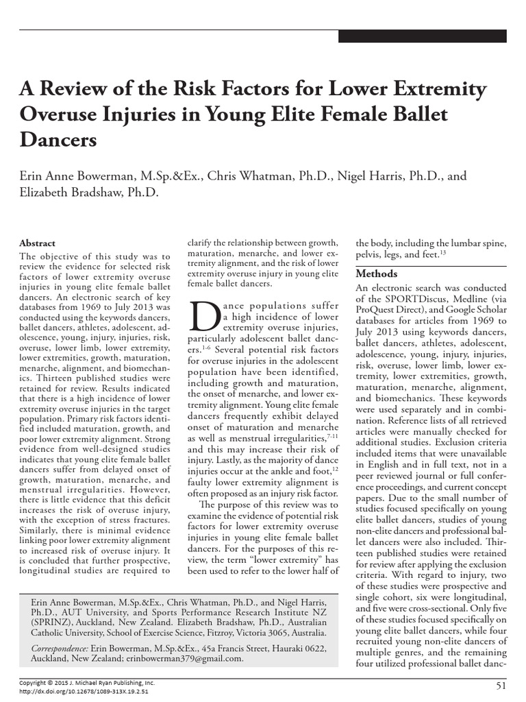 A Review of the Risk Factors for Lower Extremity Overuse Injuries in ...