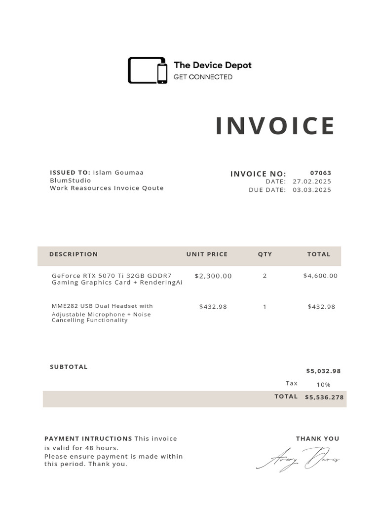 Islam Goumaa Invoice | PDF