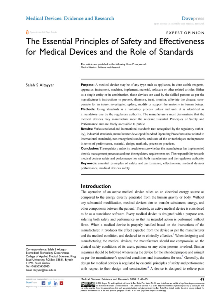 Essential Principles for Medical Device Safety | PDF | Medical Device ...