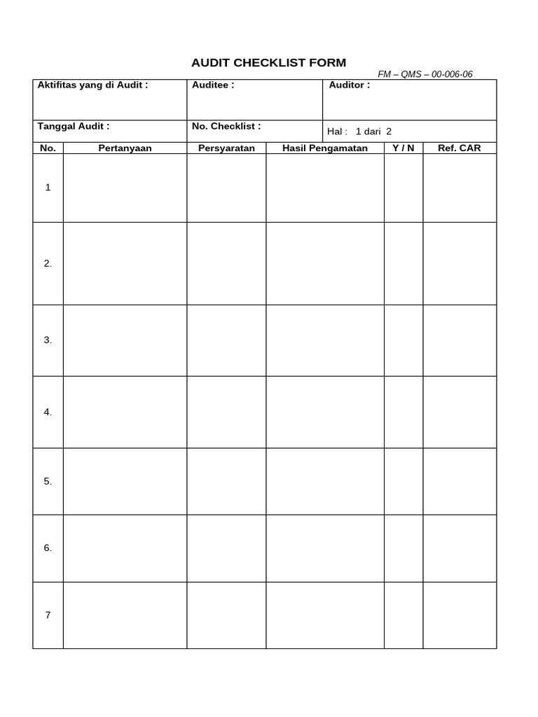 Audit Checklist Pdf