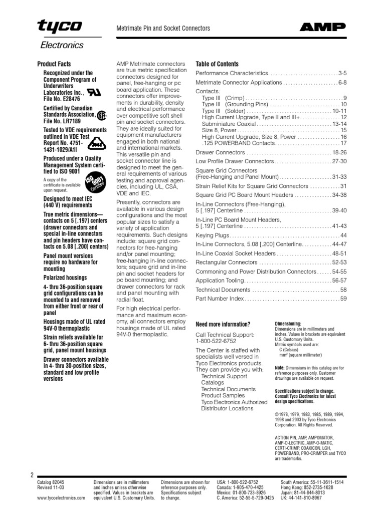 TE Connectivity 207153 1 Datasheet | PDF | Electrical Connector ...