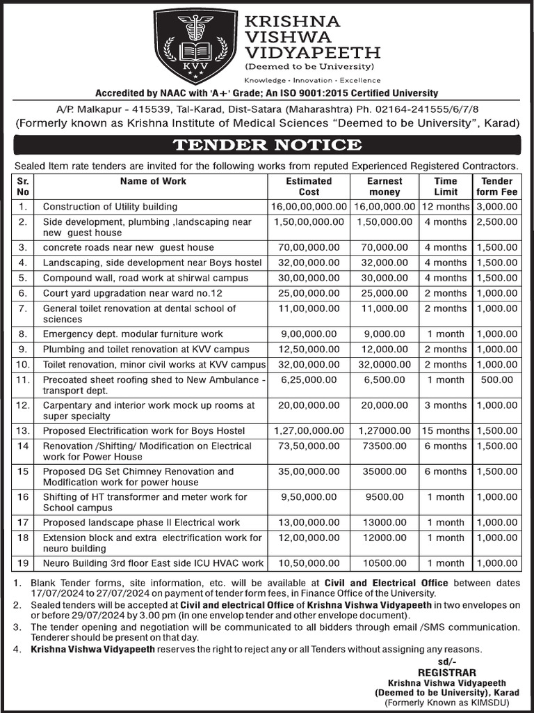12x21 Tender KVV 160724 | PDF