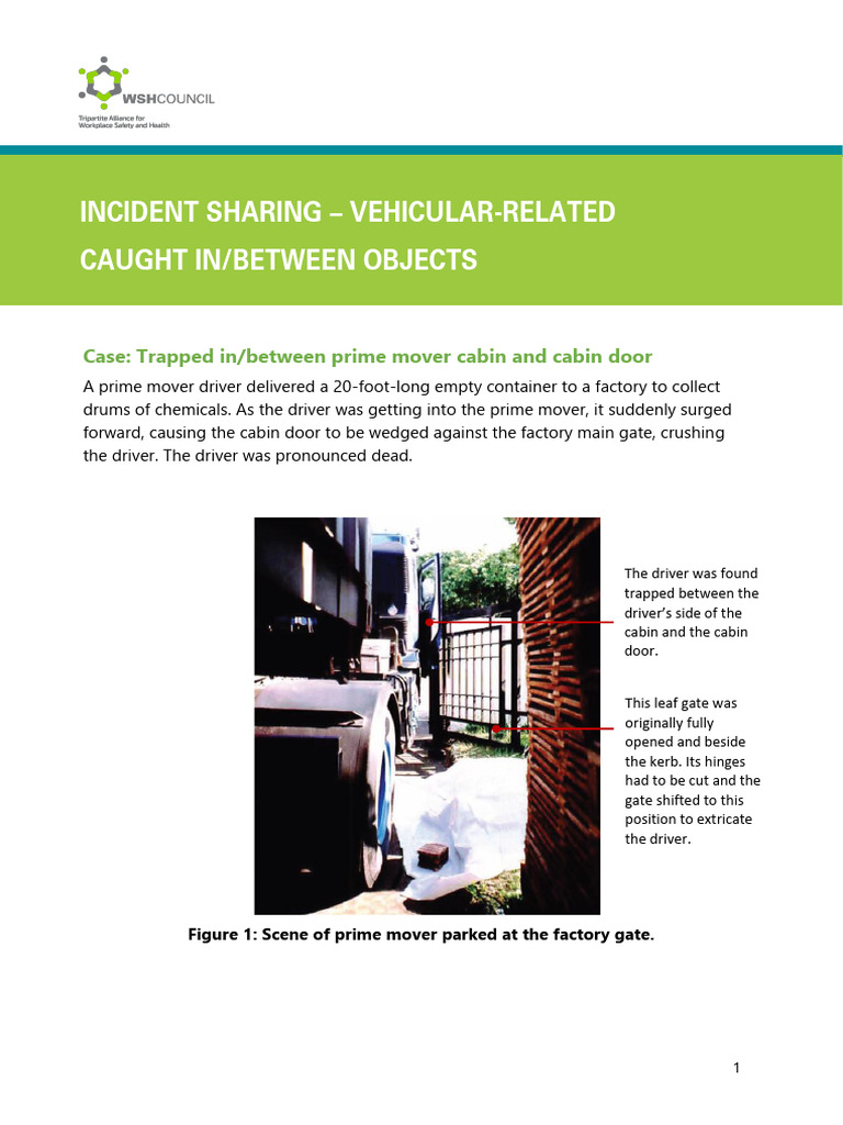 Incident Sharing Vehicular-Ralated Caught In Between Objects | PDF