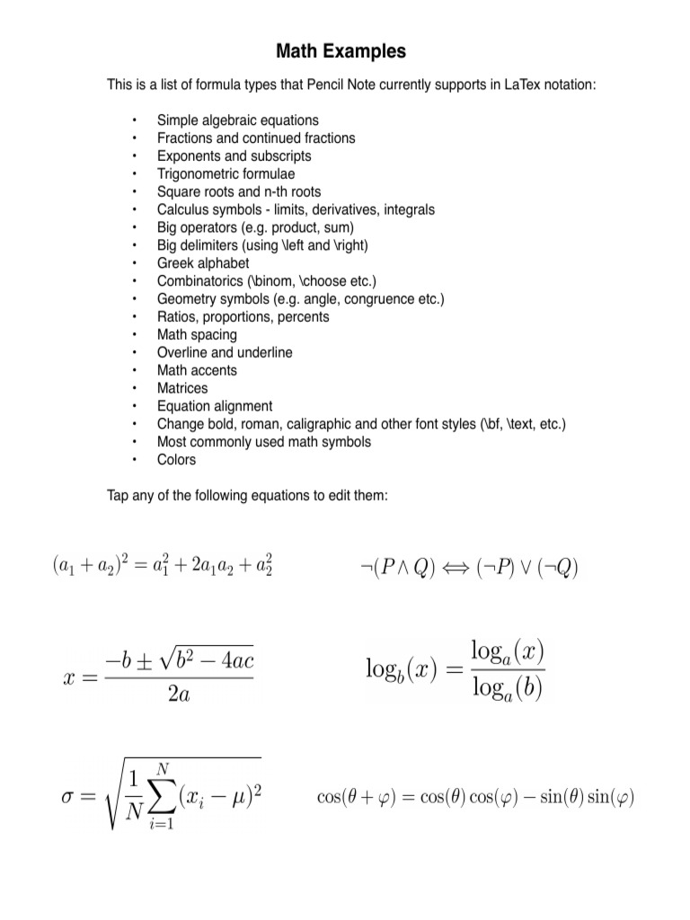 Math Equations Latex Pdf
