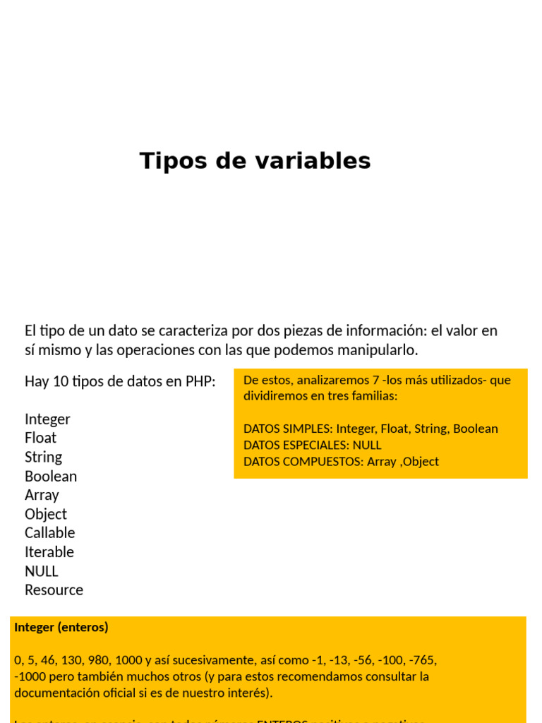 PHP Variables | PDF | Variable (informática) | Tipo de datos