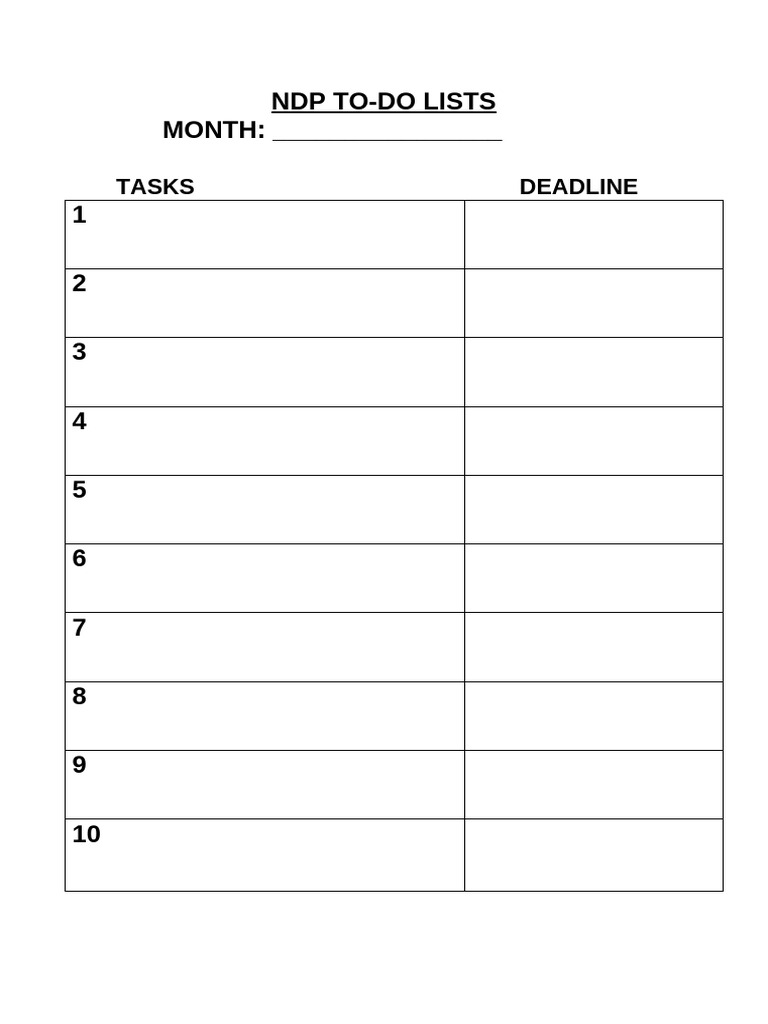 To Do Lists | PDF