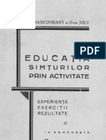 Educaţia Simţurilor Prin Activitate Experienţă Exerciţii Rezultate 1937