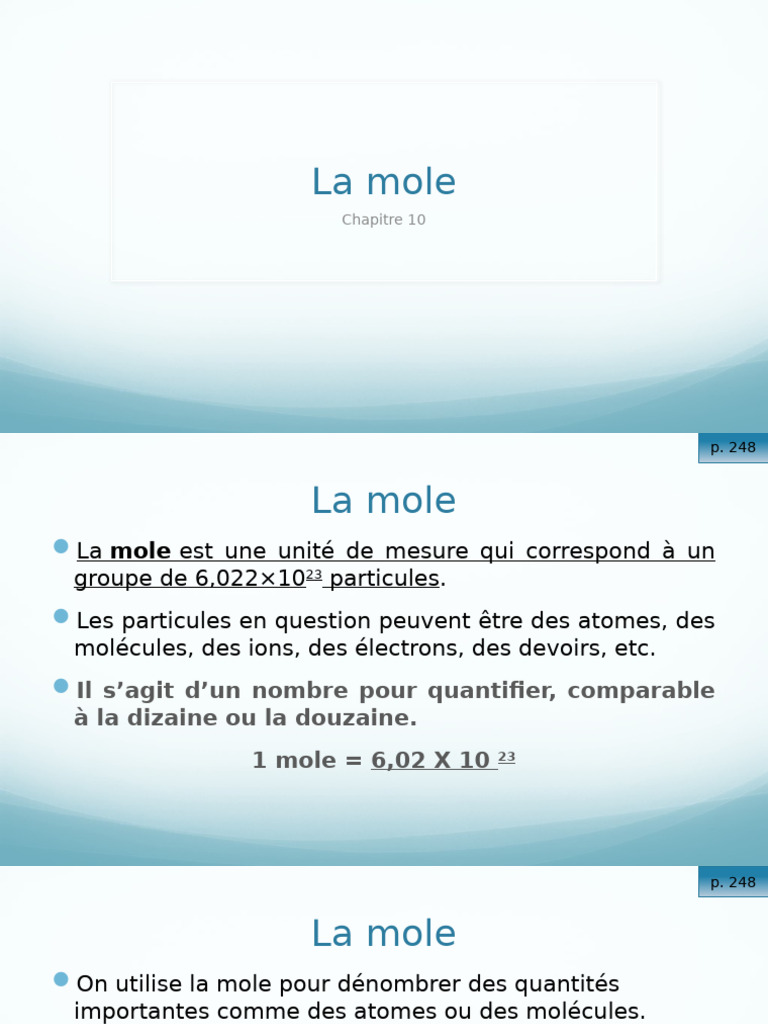 Comprendre la mole et sa masse molaire PDF Mole (unité) Molécules — free download
