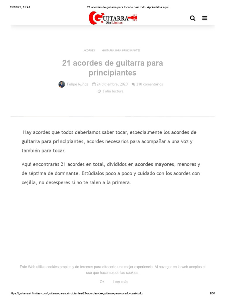 21 Acordes de Guitarra Esenciales | PDF | Acorde (Música) | Teoría musical