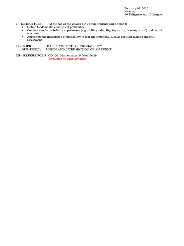 Probab, Intersection and Union | PDF | Probability | Mathematical Concepts