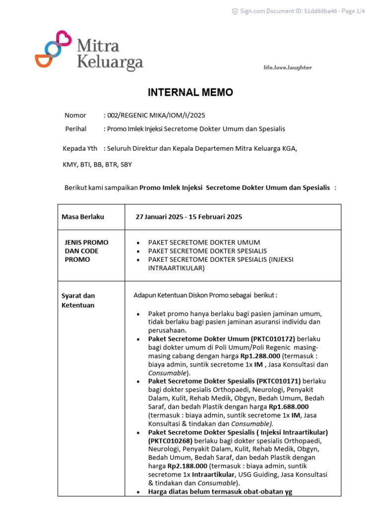 Promo Injeksi Secretome 2025 | PDF