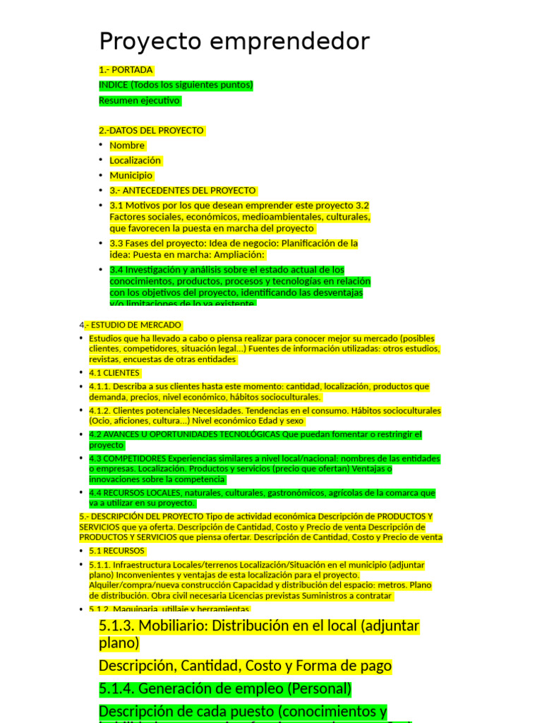 Plan de Negocio para Proyecto Emprendedor | PDF | Iniciativa ...