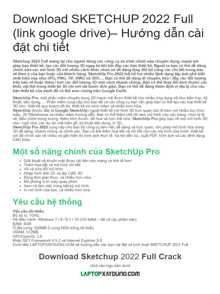 Download SKETCHUP 2022 Full (link google drive) - Hướng dẫn cài đặt chi ...