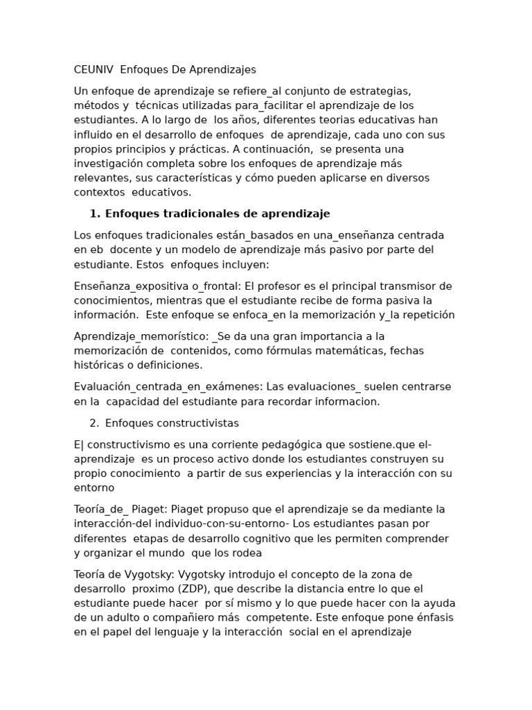 Enfoques y Modelos Educativos Efectivos | PDF | Aprendizaje | Las emociones