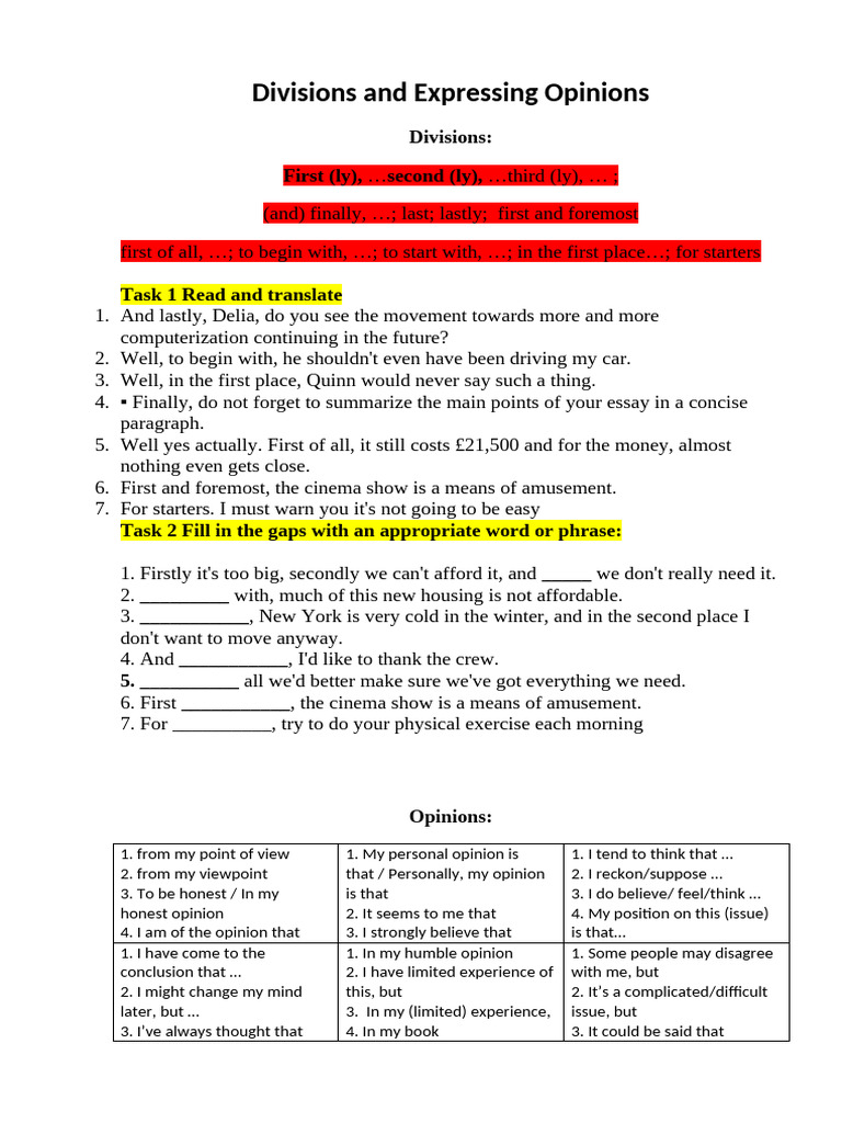 Divisions and Expressing Opinions1765055802 | PDF