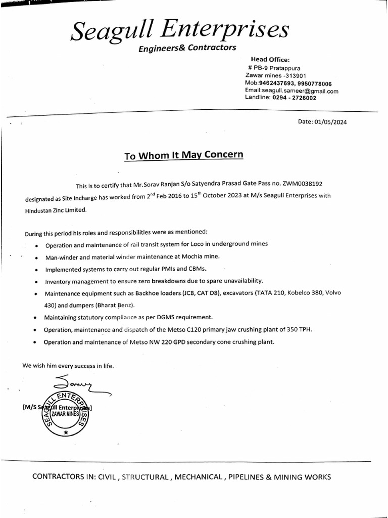 Experience Certificates. | PDF