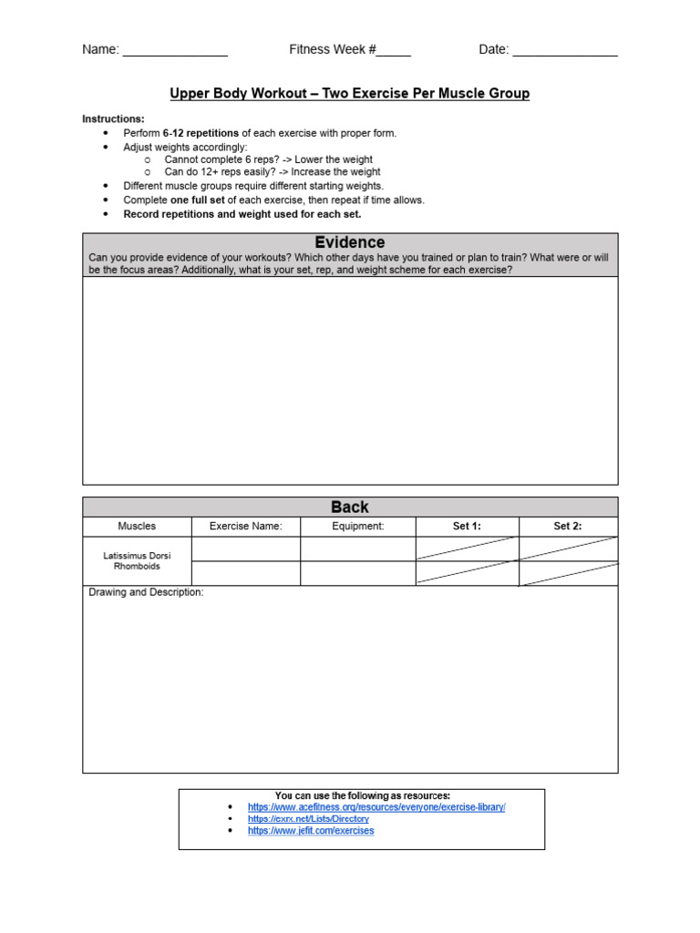 Strength Trainers - Upper Body Workout + Evidence | PDF