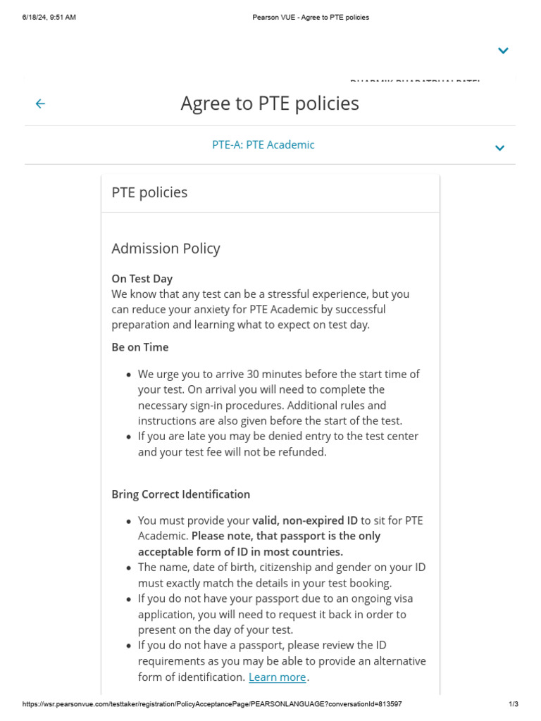 PTE Policies - Reschedule N Cancel | PDF | Identity Document | Passport