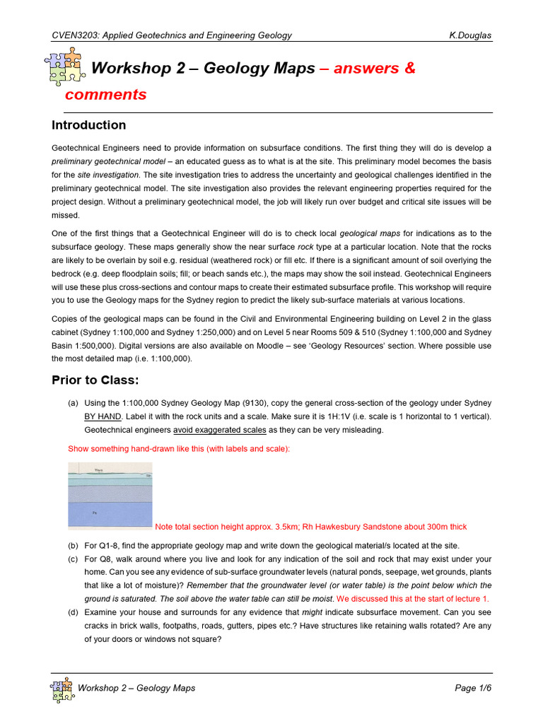 Geology Maps Workshop for CVEN3203 | PDF | Sand | Sandstone