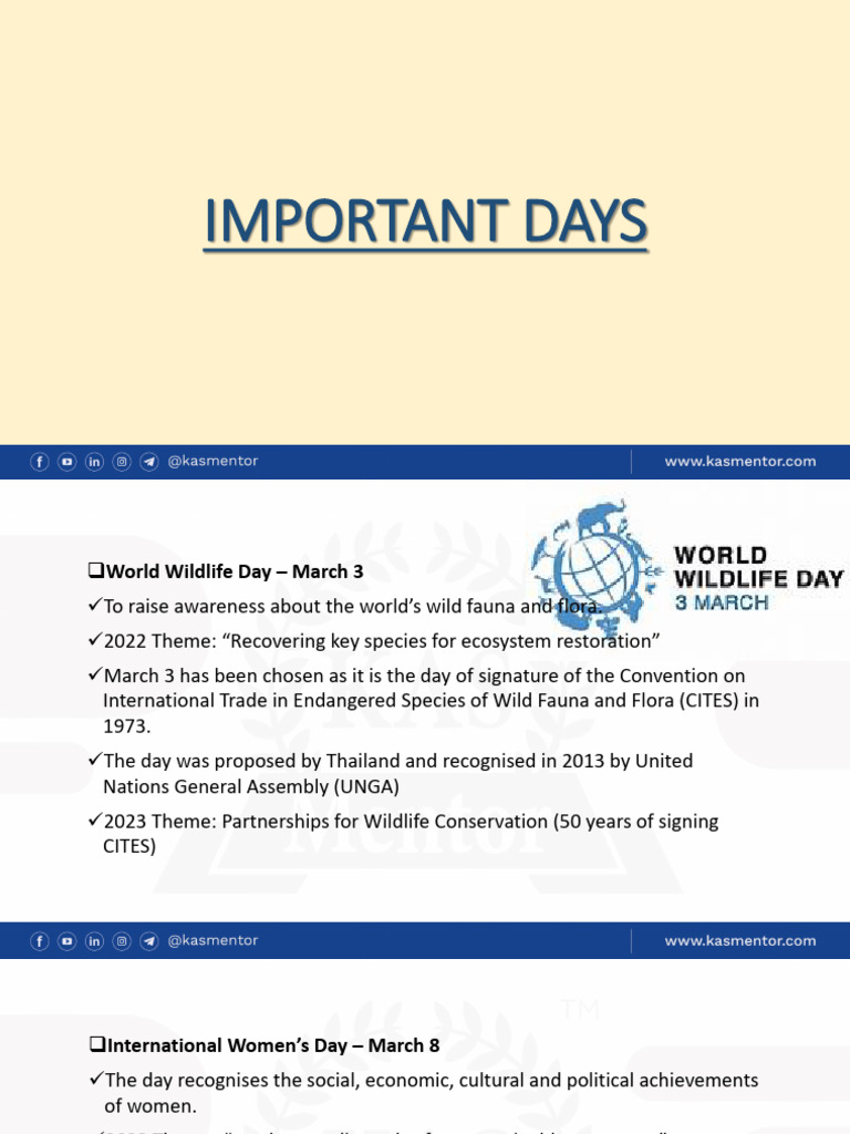 Key Global Awareness Days and Themes | PDF | Natural Environment