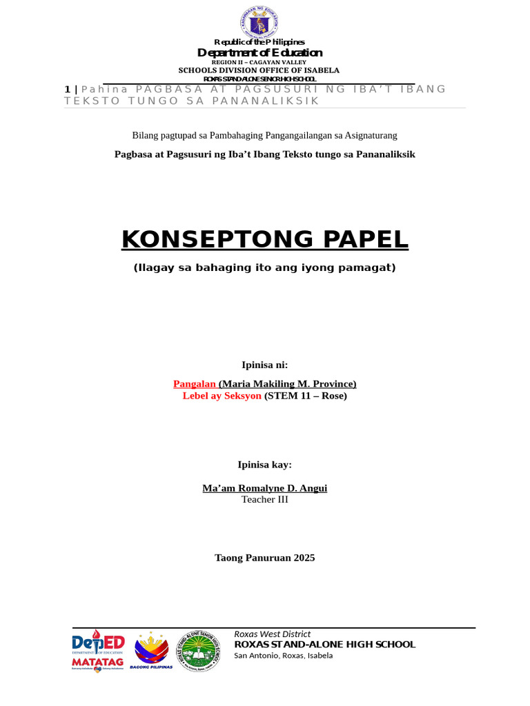 Pormat NG Konseptong Papel 2 | PDF