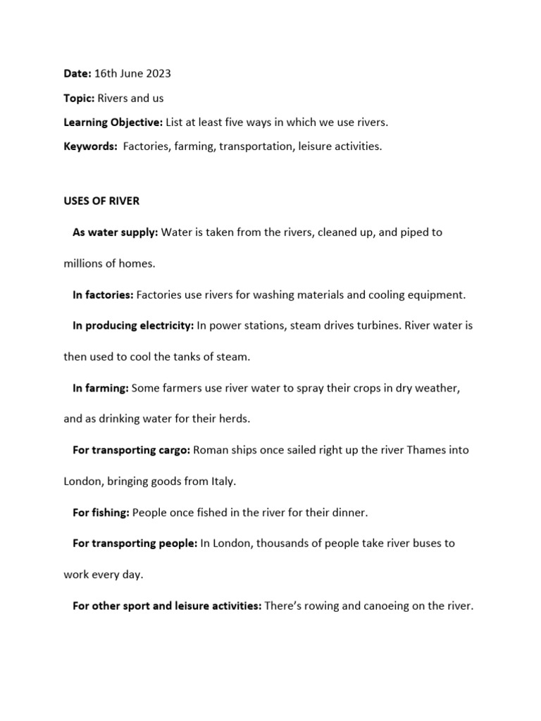 Rivers as Leisure and Transport | PDF