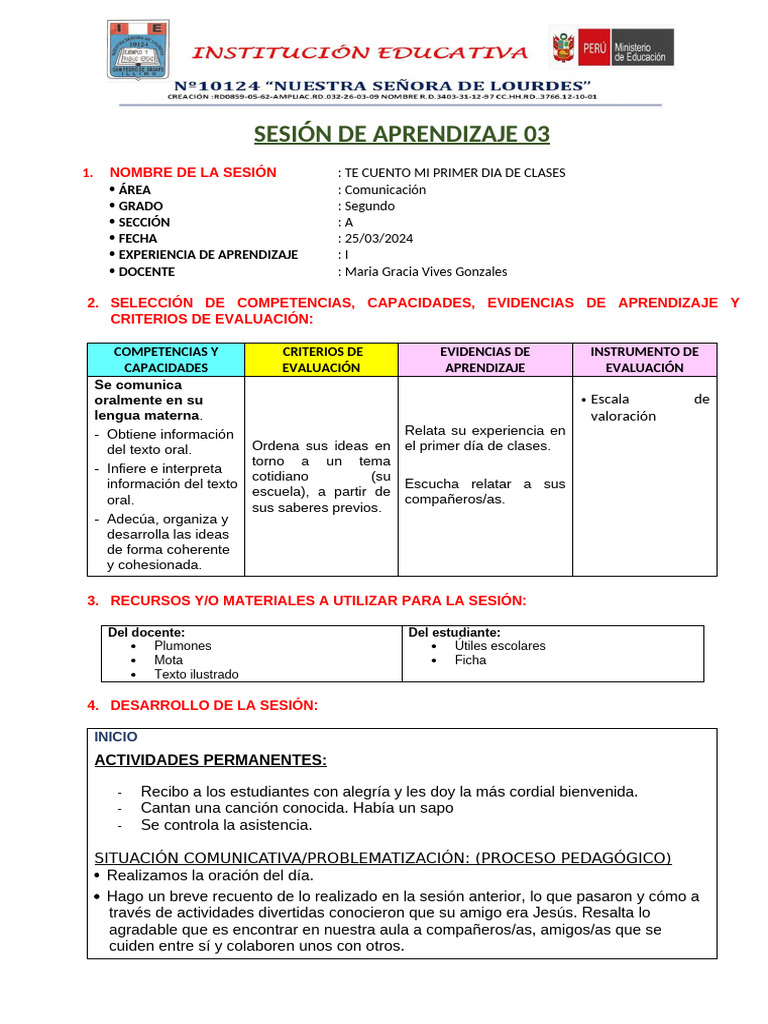 03 COM TE CUENTO MI PRIMER DIA | PDF