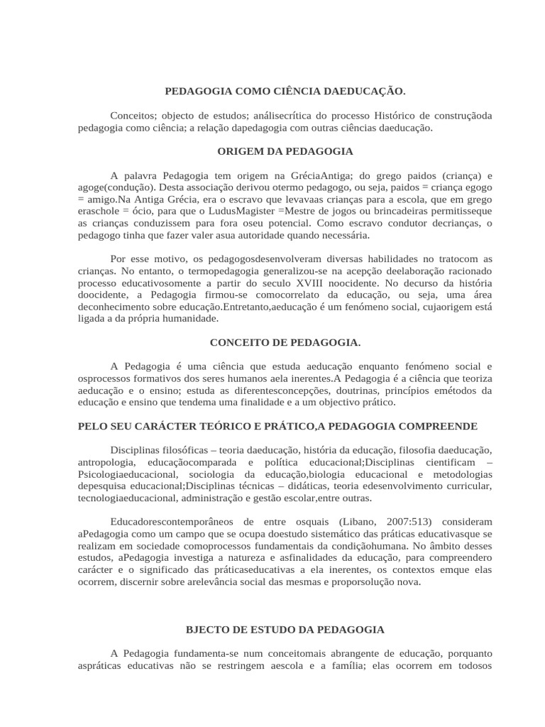 História e Conceitos da Pedagogia | PDF | Pedagogia | Science