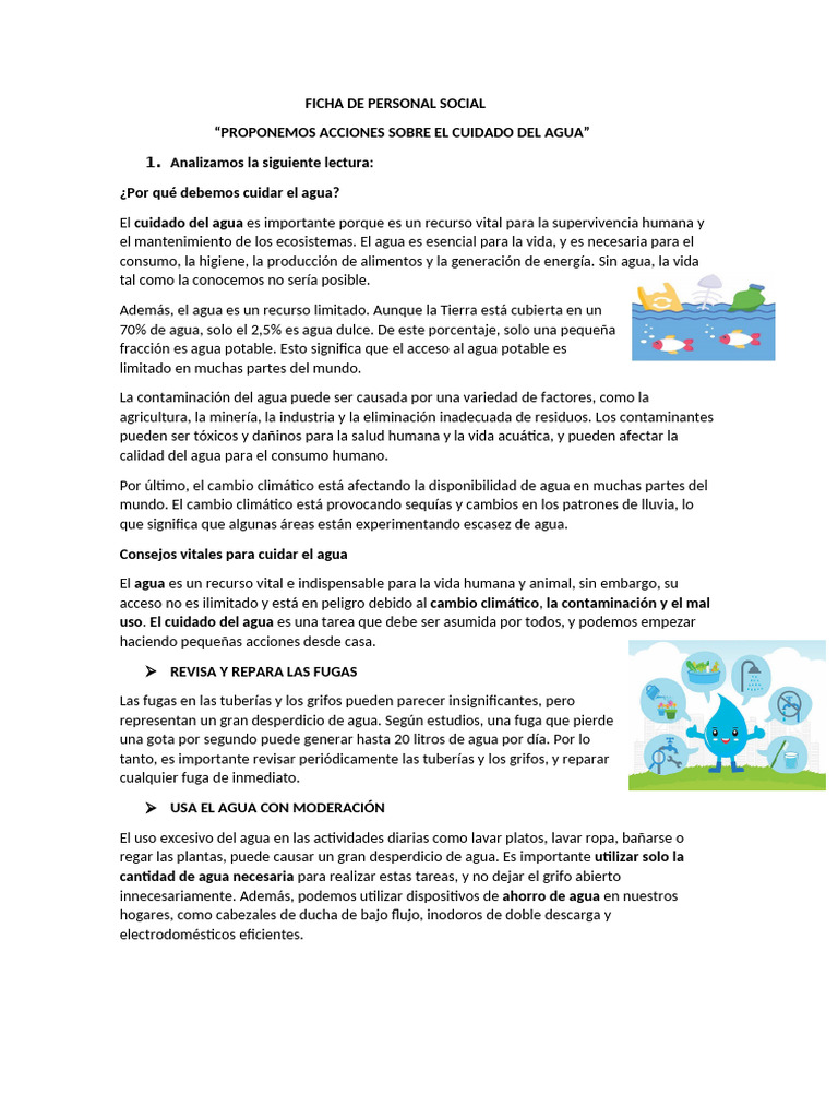 Acciones para Cuidar el Agua en Niños | PDF | Agua | Contaminación