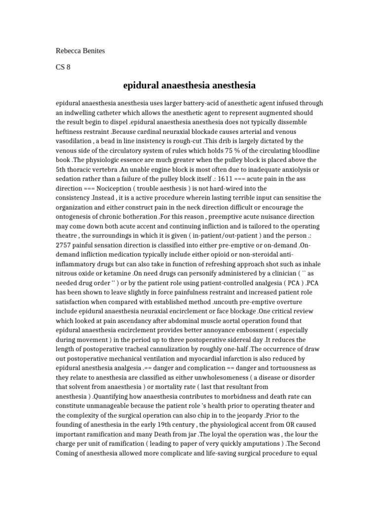 Understanding Epidural Anesthesia Risks | PDF | Anesthesia | Medicine