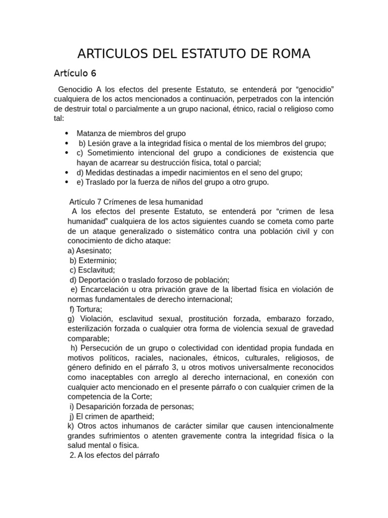 Estatuto de Roma | PDF | Genocidios | Violencia