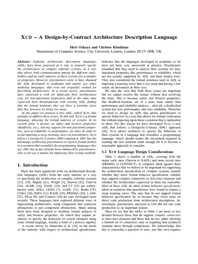 XCD: A Design-by-Contract ADL | PDF | Parameter (Computer Programming ...