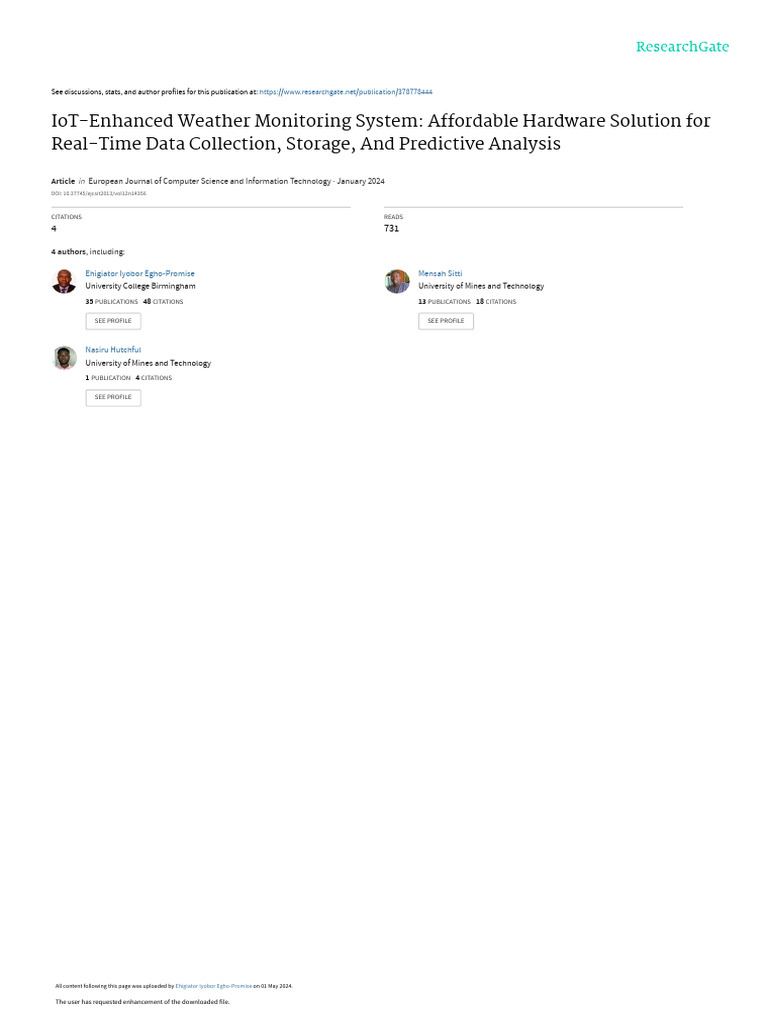 IoT Weather Monitoring System Overview | PDF | Autoregressive ...