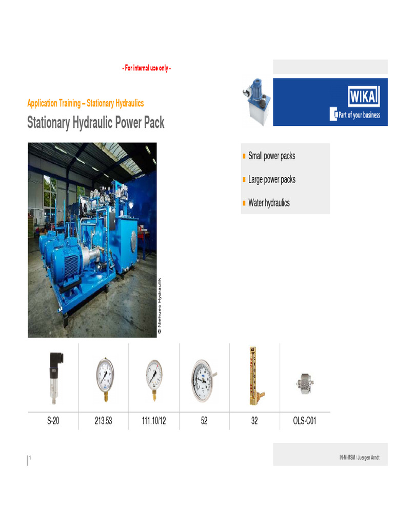 Application Training for Stationary Hydraulics | PDF | Valve | Pump