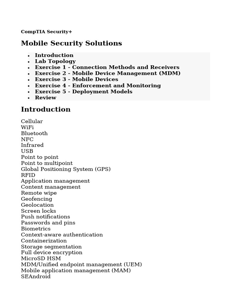 Mobile Security Solutions Lab Guide | PDF | Desktop Virtualization | Usb