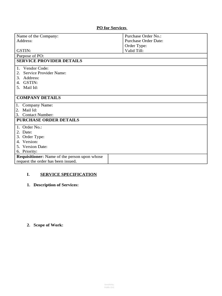 Purchase Order Template for Services | PDF