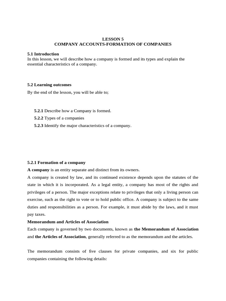 Company Formation and Types Explained | PDF | Stocks | Companies