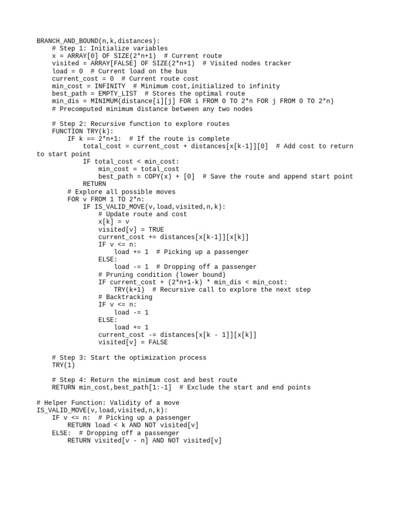 Optimal Bus Route with Branch and Bound | PDF